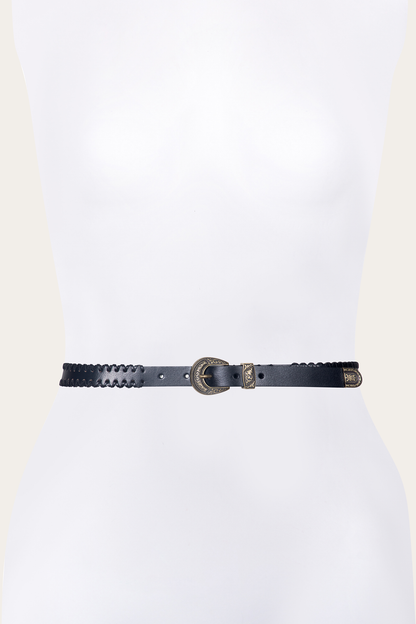 20mm Black Leather Belt With 3-Piece Buckle Set | Frye Black