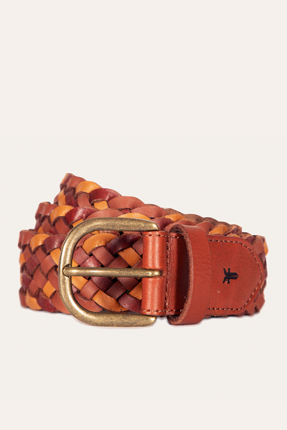 35mm Tonal Woven Leather Belt in Tan | Frye Tan