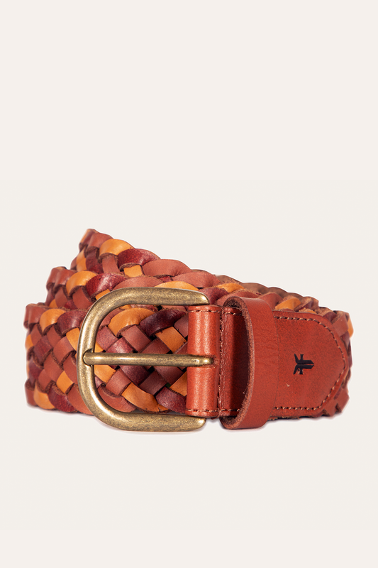 35mm Tonal Woven Leather Belt in Tan | Frye Tan