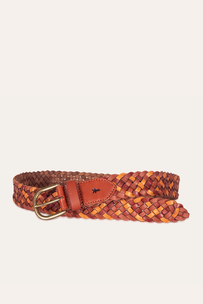 35mm Tonal Woven Leather Belt in Tan | Frye Tan
