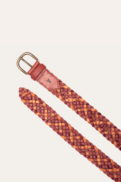35mm Tonal Woven Leather Belt in Tan | Frye Tan