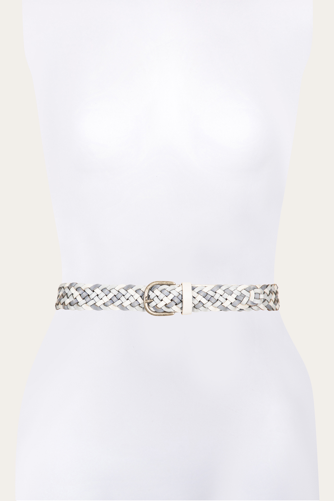 35mm Washed Denim Woven Leather Belt | Frye Washed Denim