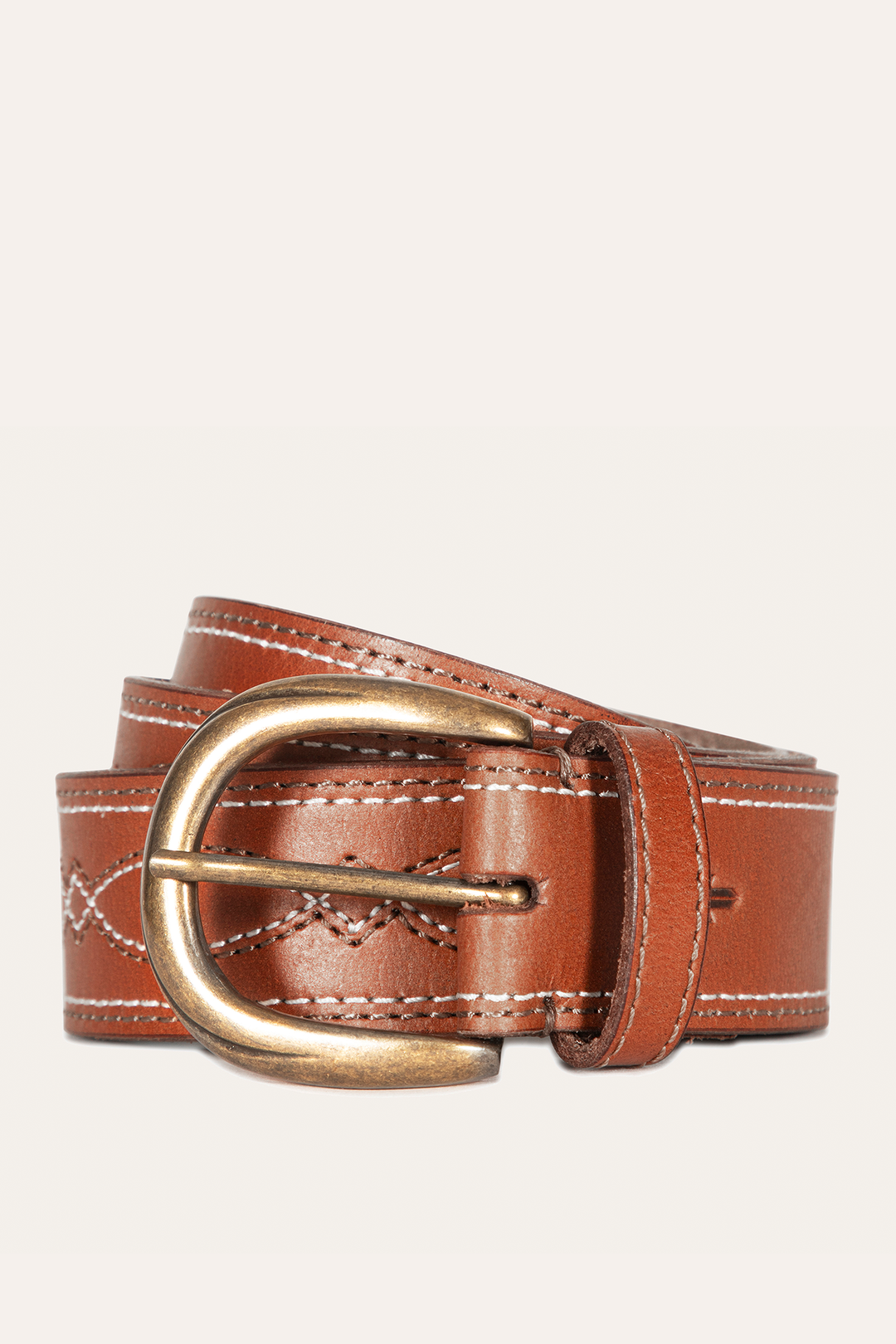 40mm Tan Belt With 2-Tone Stitch | Frye Tan