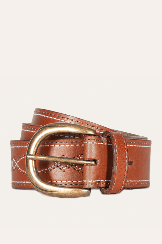 40mm Tan Belt With 2-Tone Stitch | Frye Tan