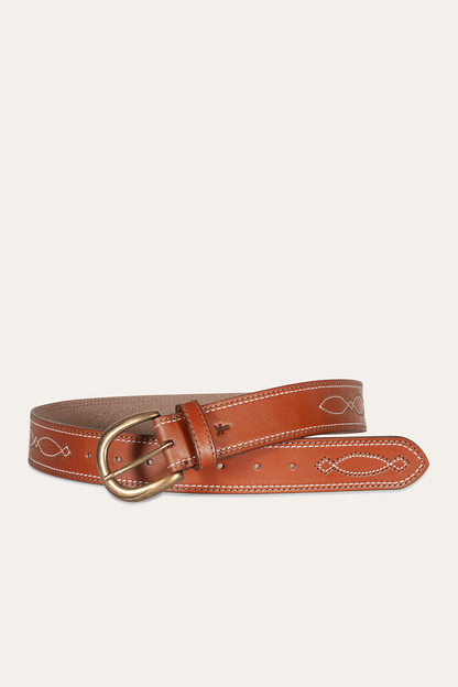 40mm Tan Belt With 2-Tone Stitch | Frye Tan