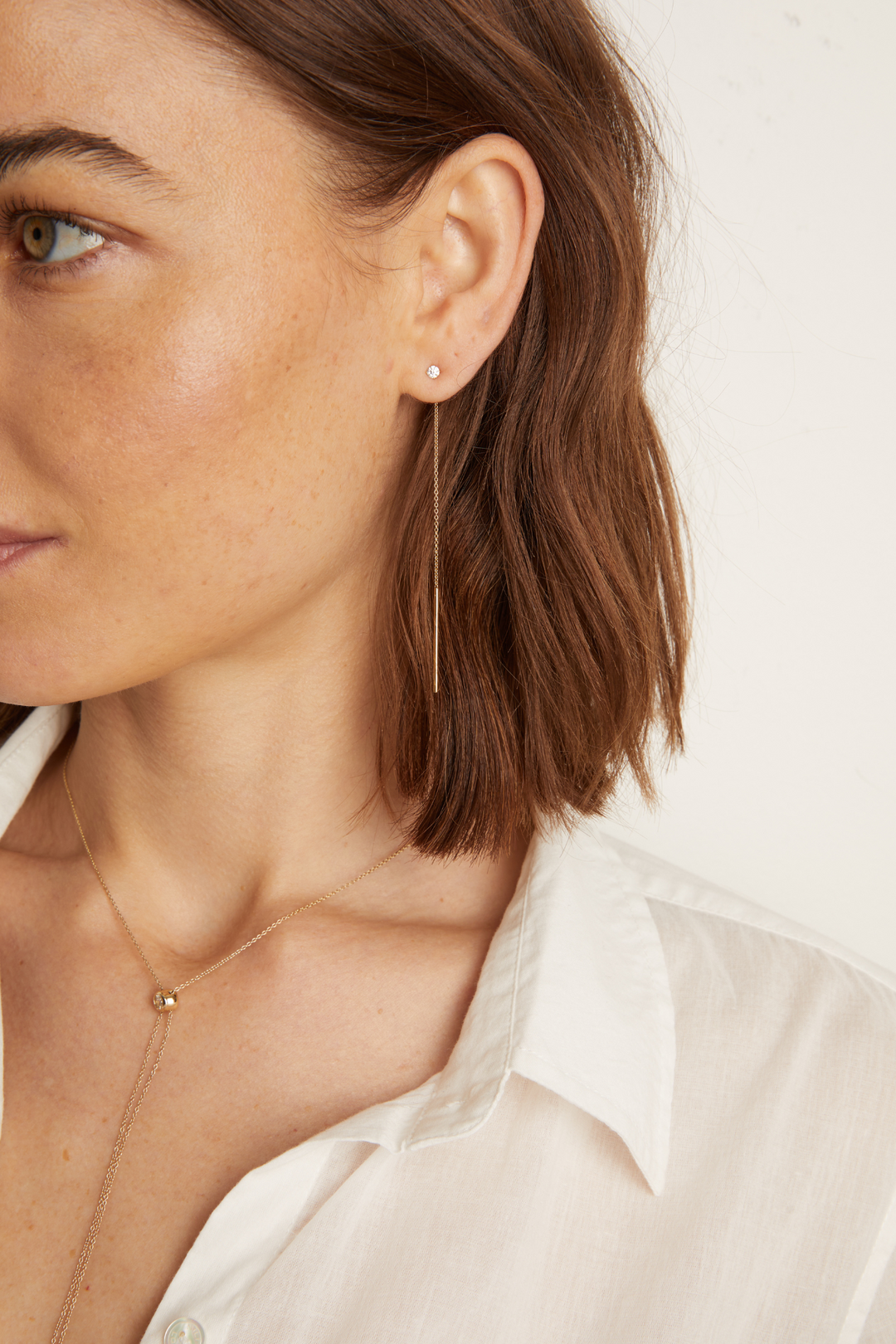 Women’s Lab Grown Diamond Lariat Earrings | Aurate x The Frye Company | Frye 14k Yellow Gold