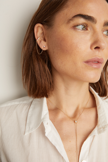 Women’s Lab Grown Diamond Stud and Ear Cuff | Aurate x The Frye Company | Frye 14k Yellow Gold