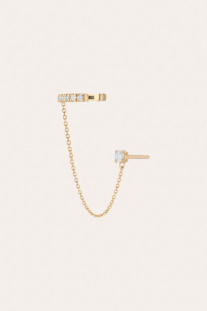 Women’s Lab Grown Diamond Stud and Ear Cuff | Aurate x The Frye Company | Frye 14k Yellow Gold