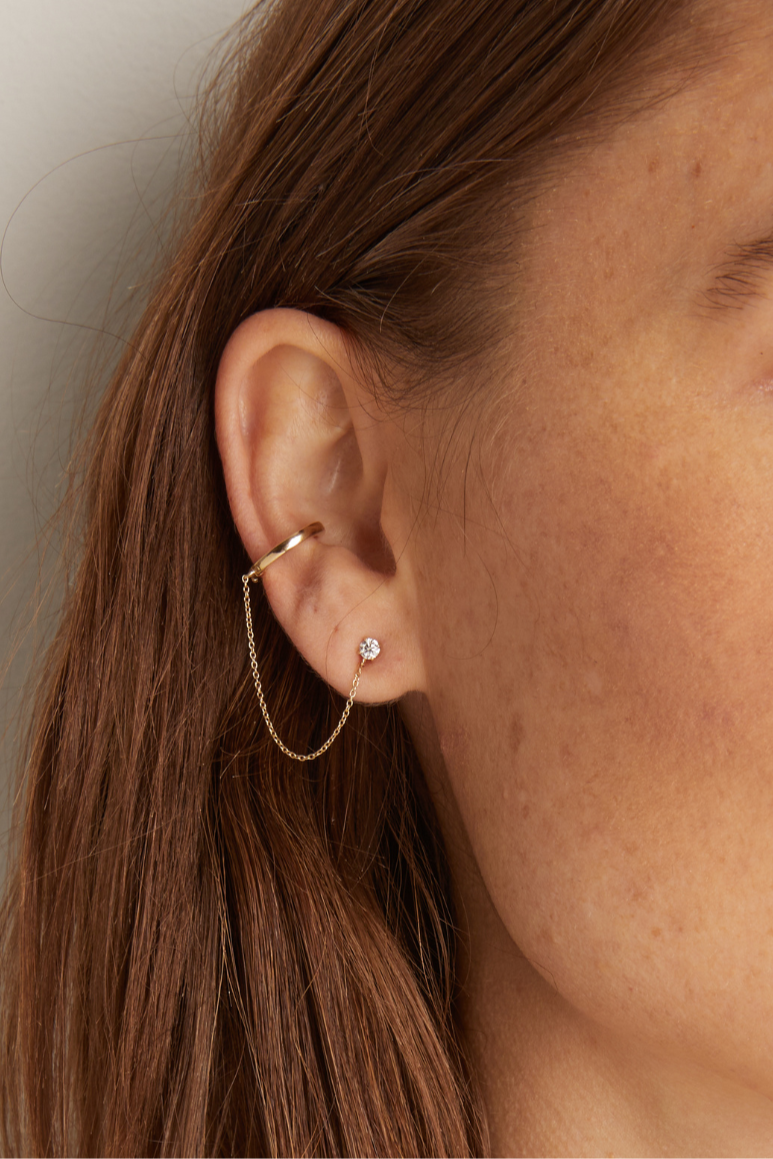 Women’s Lab Grown Diamond Stud and Ear Cuff | Aurate x The Frye Company | Frye 14k Yellow Gold