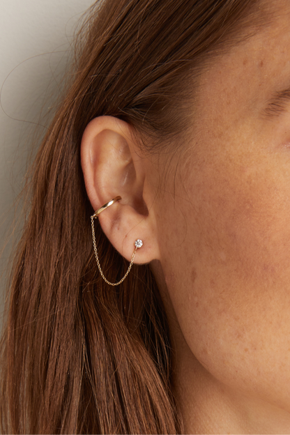 Women’s Lab Grown Diamond Stud and Ear Cuff | Aurate x The Frye Company | Frye 14k Yellow Gold