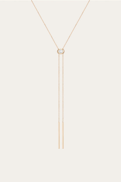 Women’s Lab Grown White Sapphire Bolo Necklace | Aurate x The Frye Company | Frye Yellow Vermeil