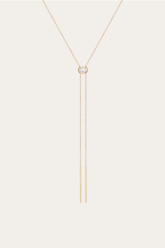 Women’s Lab Grown White Sapphire Bolo Necklace | Aurate x The Frye Company | Frye Yellow Vermeil