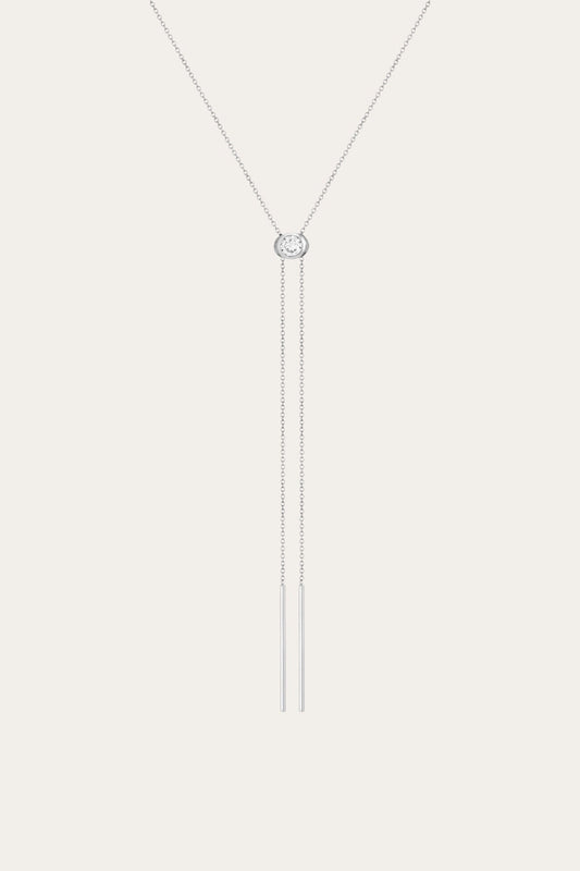 Women’s Lab Grown White Sapphire Bolo Necklace | Aurate x The Frye Company | Frye Sterling Silver