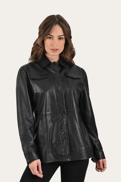 Black Bailor Shirt Jacket | Frye Black