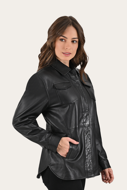 Black Bailor Shirt Jacket | Frye Black