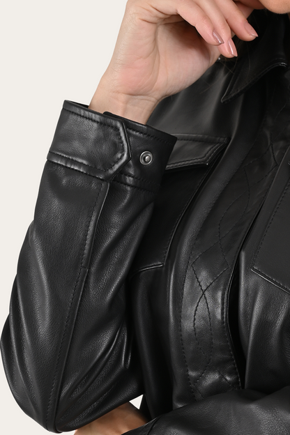 Black Bailor Shirt Jacket | Frye Black