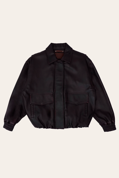 Black Cherry Harper Oversized Bomber | Frye Black Cherry