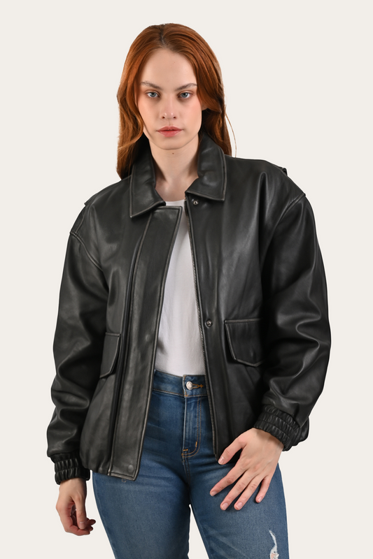 Black Harper Oversized Bomber | Frye Black