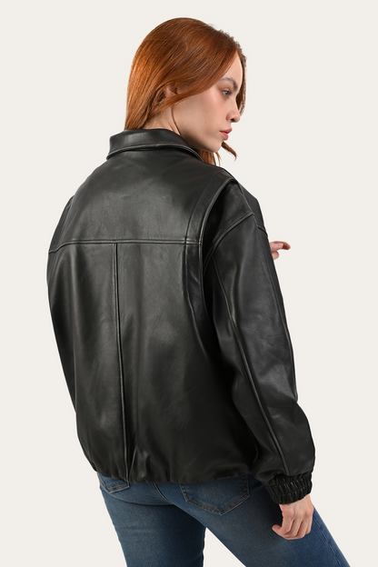 Black Harper Oversized Bomber | Frye Black