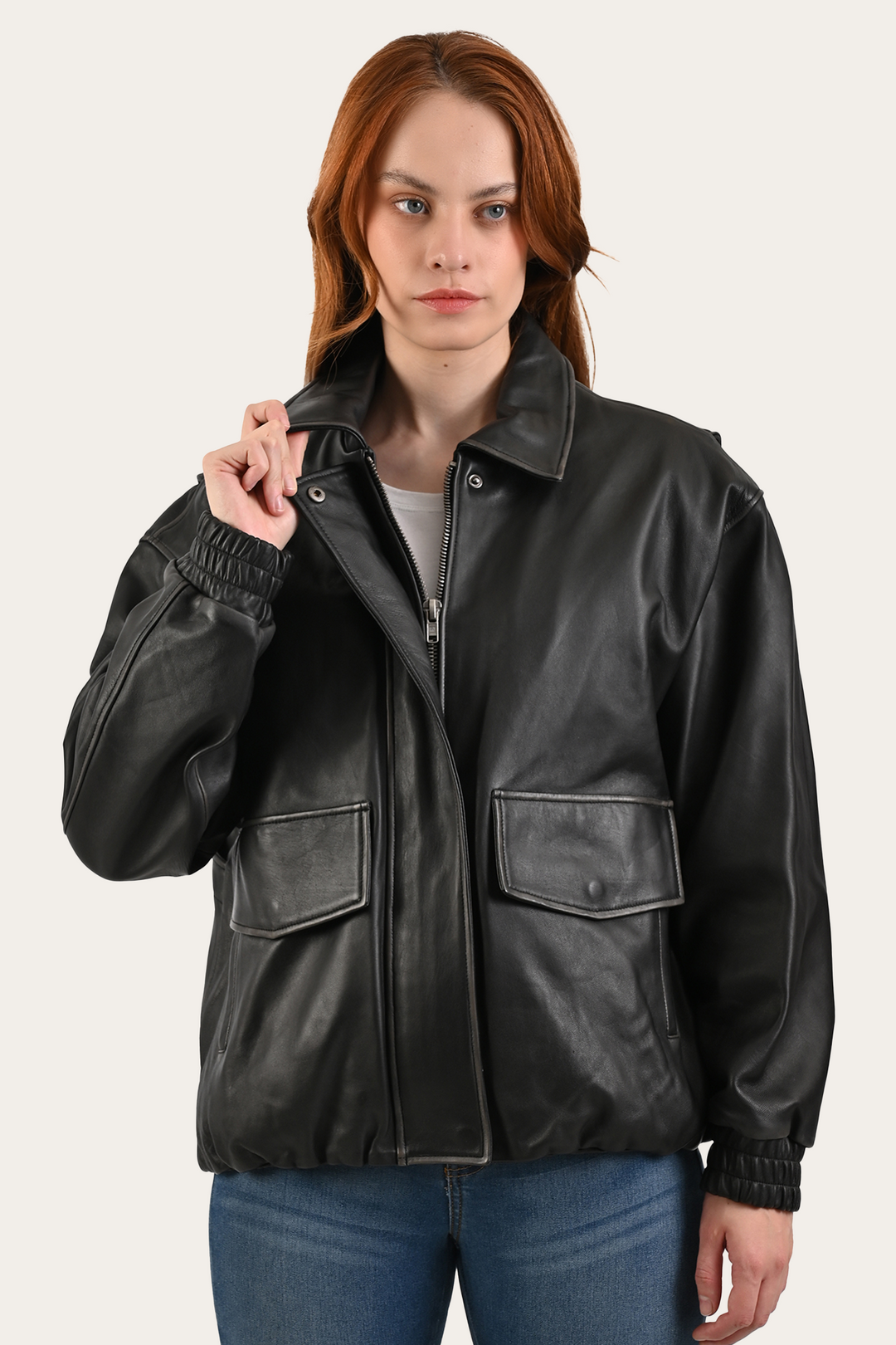 Black Harper Oversized Bomber | Frye Black