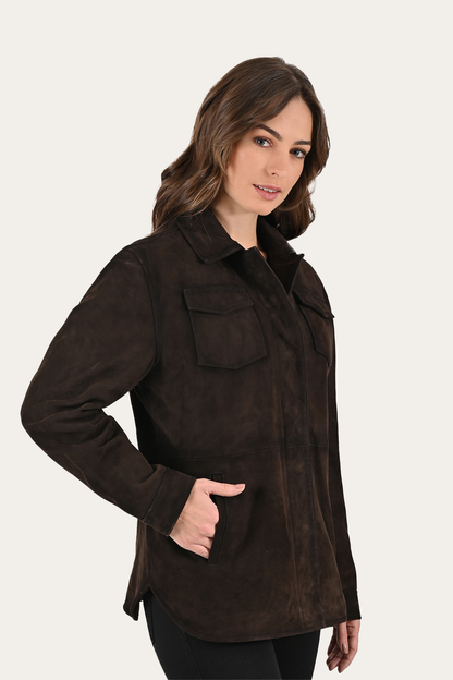 Dark Brown Avett Overshirt Jacket | Frye Dark Brown