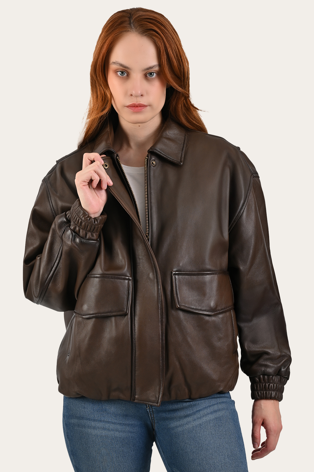 Tobacco Harper Oversized Bomber | Frye Tobacco