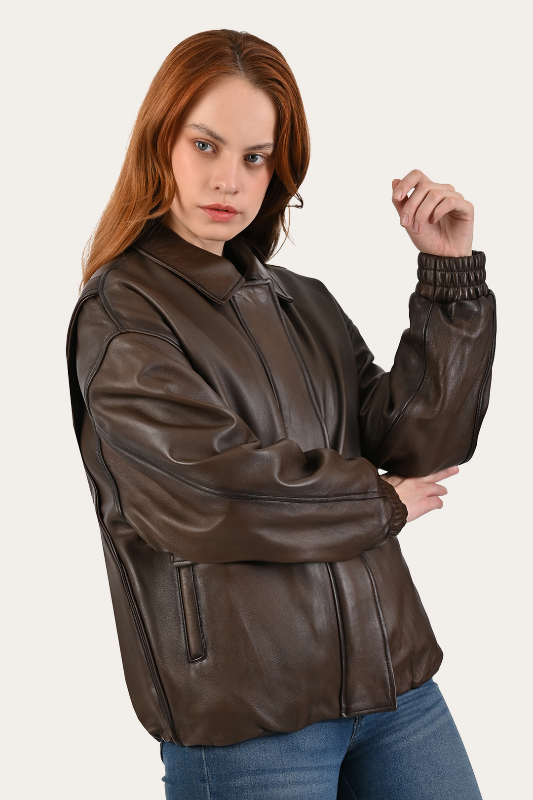 Tobacco Harper Oversized Bomber | Frye Tobacco