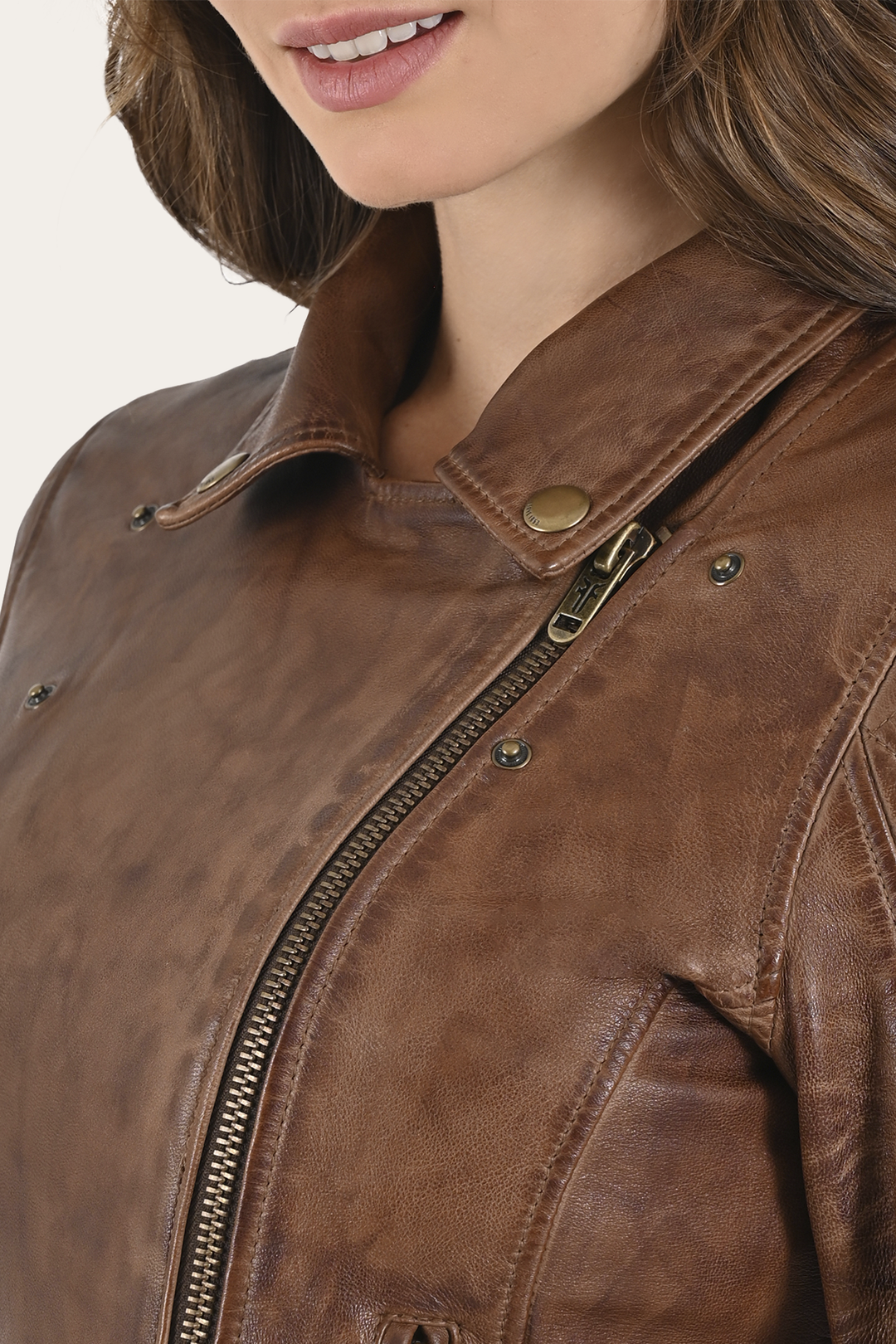Cordially Modern Biker Jacket | Frye Moka Tobacco