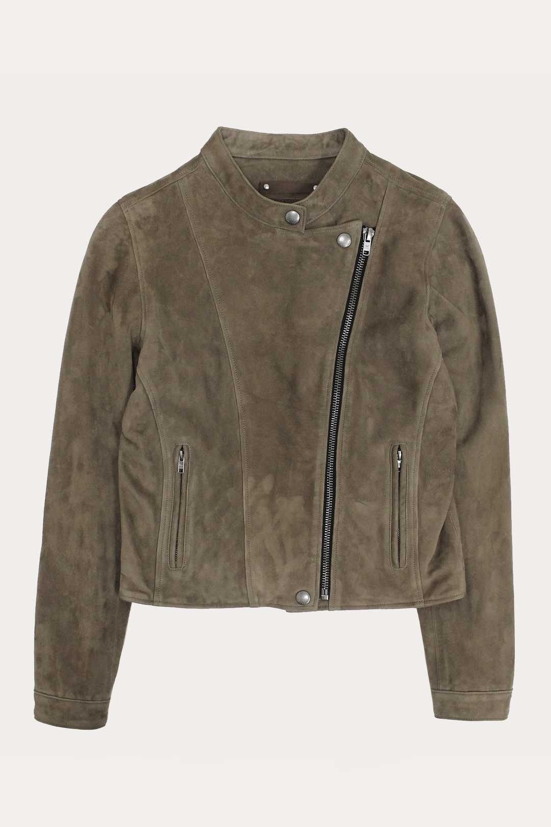 Women’s Taupe Jace Hybrid Biker Racer Suede Jacket | Frye Taupe