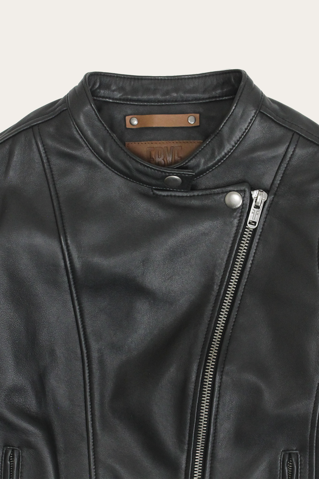 Women’s Black Heathe Leather Racer Jacket | Frye Black