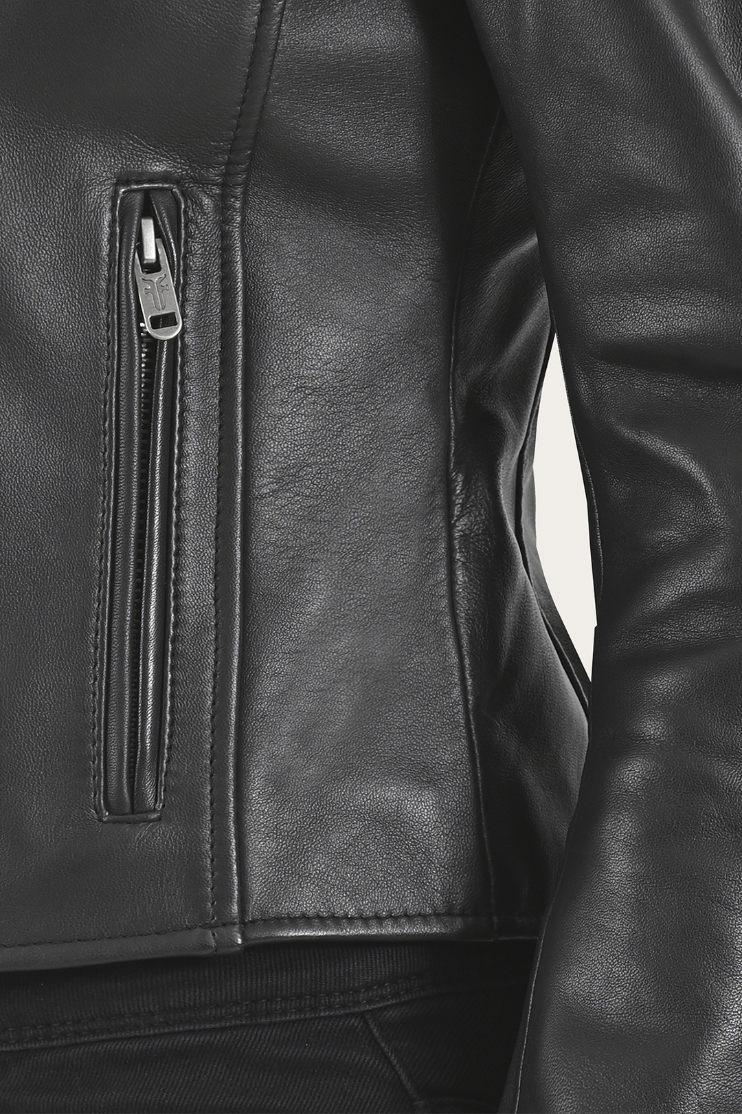 Women’s Black Heathe Leather Racer Jacket | Frye Black