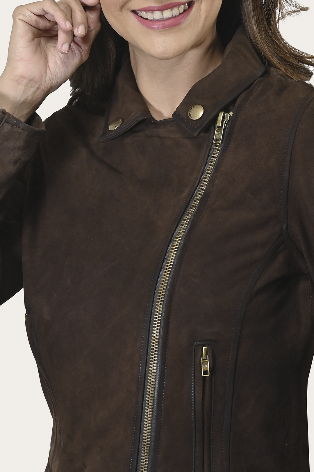 Women’s Dark Brown Clive Elegant Suede Biker Jacket | Frye Dark Brown