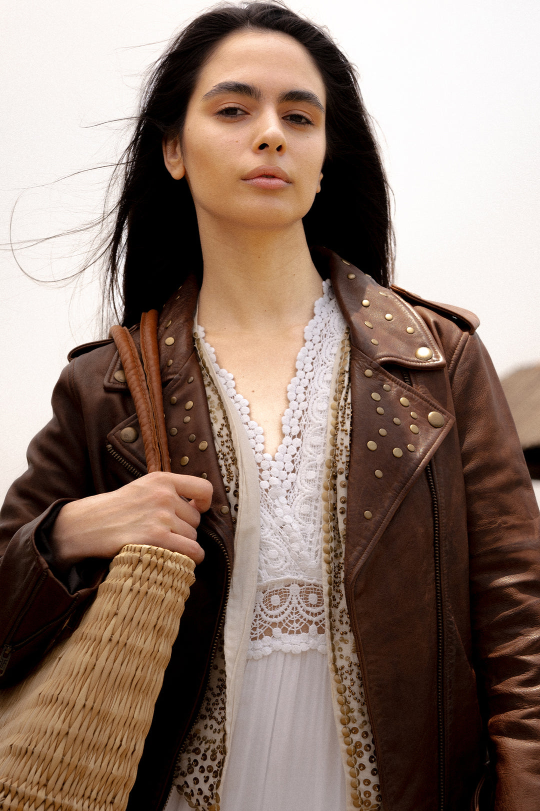 Women’s Tobacco Linc Biker Leather Jacket | Frye Tobacco