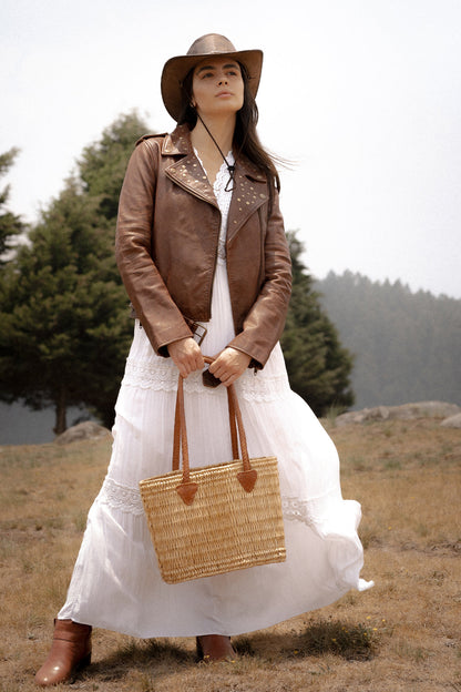 Women’s Tobacco Linc Biker Leather Jacket | Frye Tobacco
