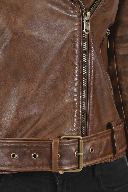 Women’s Tobacco Linc Biker Leather Jacket | Frye Tobacco