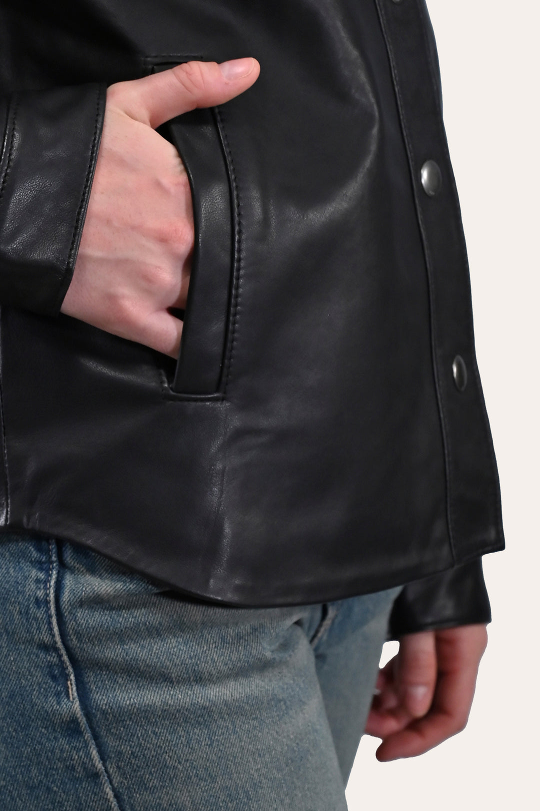 Women’s Black Obadiah Leather Shacket | Frye Black