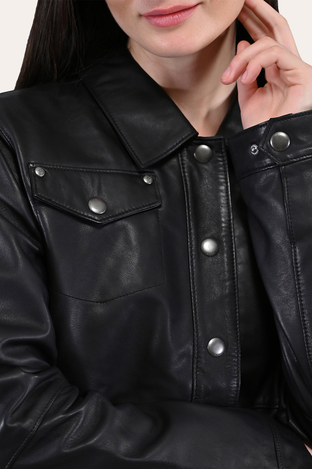 Women’s Black Obadiah Leather Shacket | Frye Black