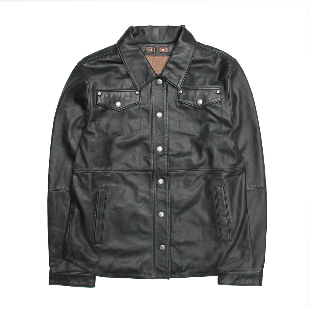Women’s Black Obadiah Leather Shacket | Frye Black