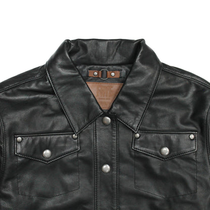Women’s Black Obadiah Leather Shacket | Frye Black