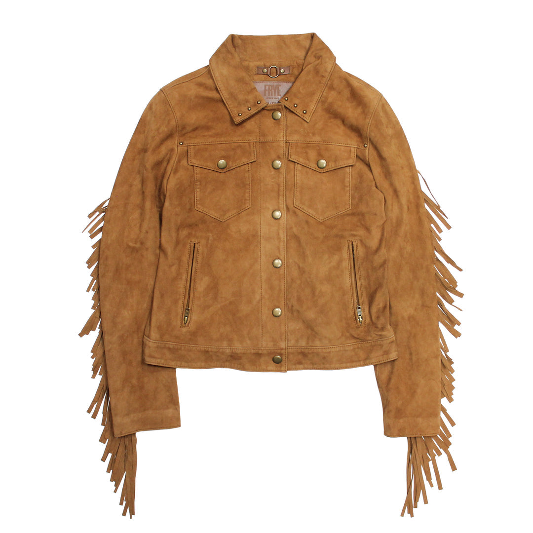 Women’s Medium Brown Nash Fringed Suede Trucker Jacket | Frye Medium Brown