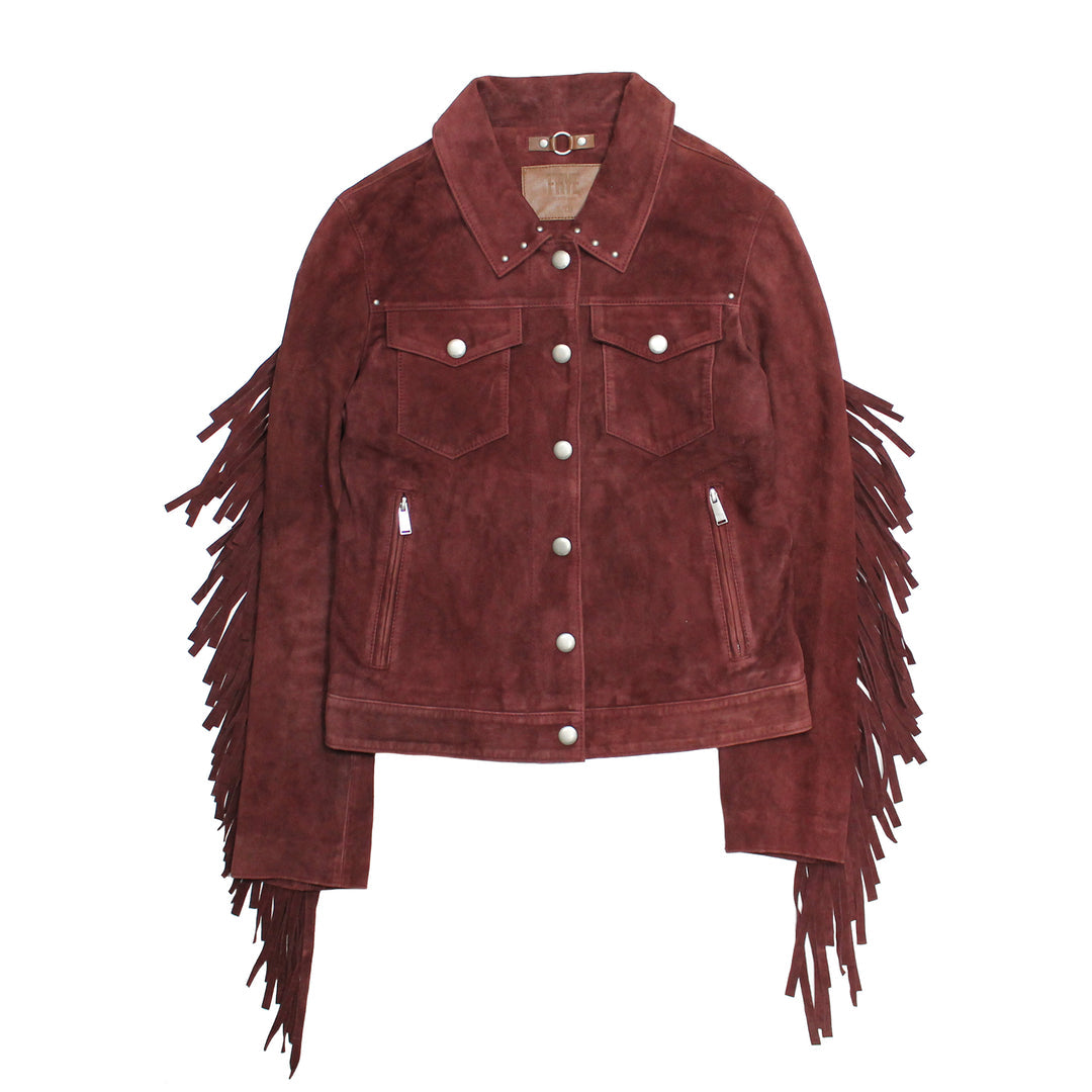 Women’s Oxblood Nash Trucker Suede Jacket | Frye Oxblood