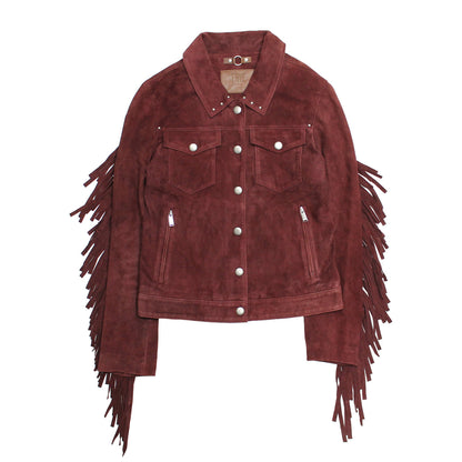Women’s Oxblood Nash Trucker Suede Jacket | Frye Oxblood