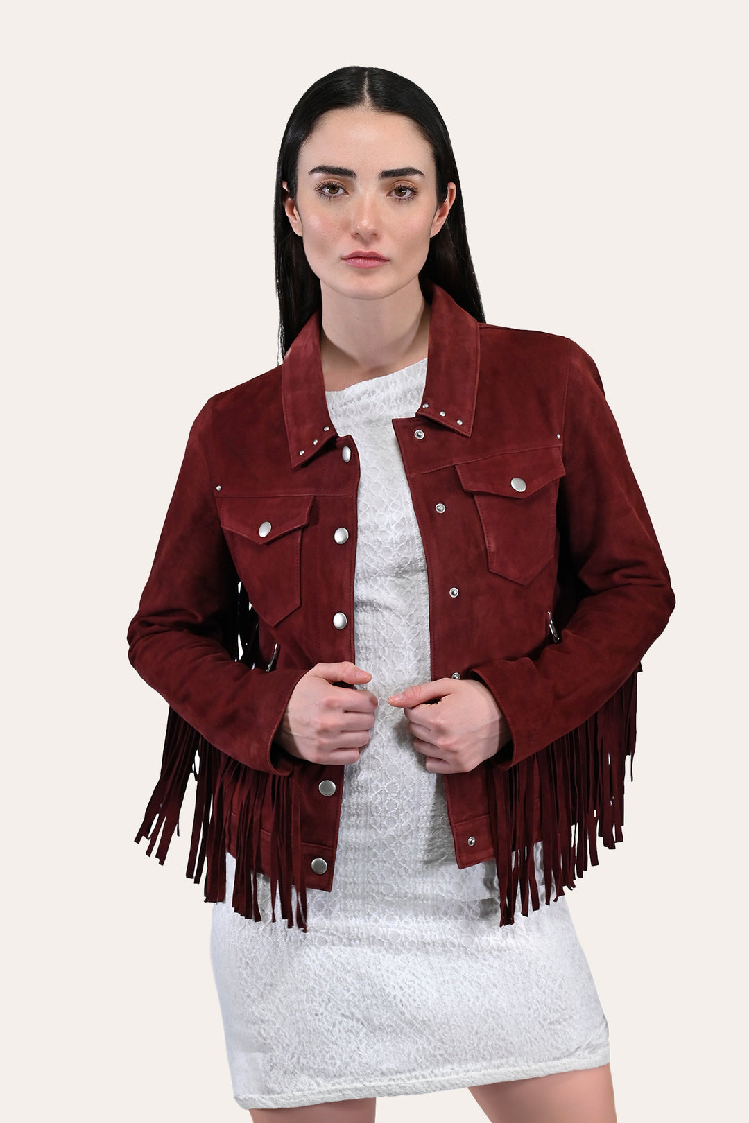 Women’s Oxblood Nash Trucker Suede Jacket | Frye Oxblood