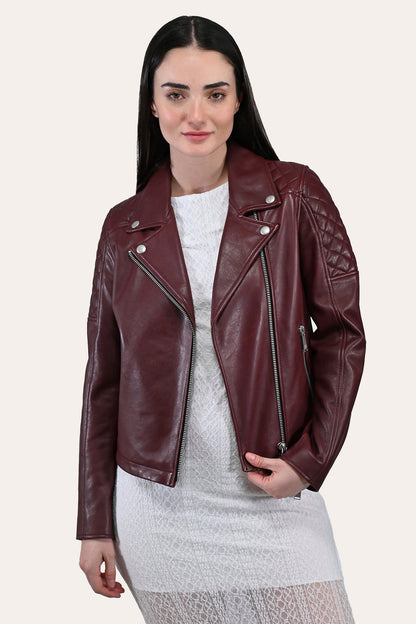 Women’s Oxblood Oklahoma Nappa Leather Biker Jacket | Frye Oxblood