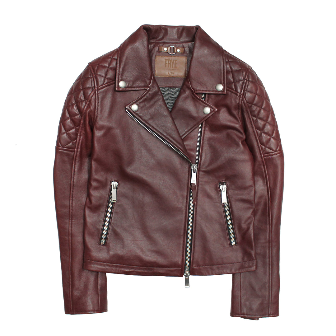Women’s Oxblood Oklahoma Nappa Leather Biker Jacket | Frye Oxblood
