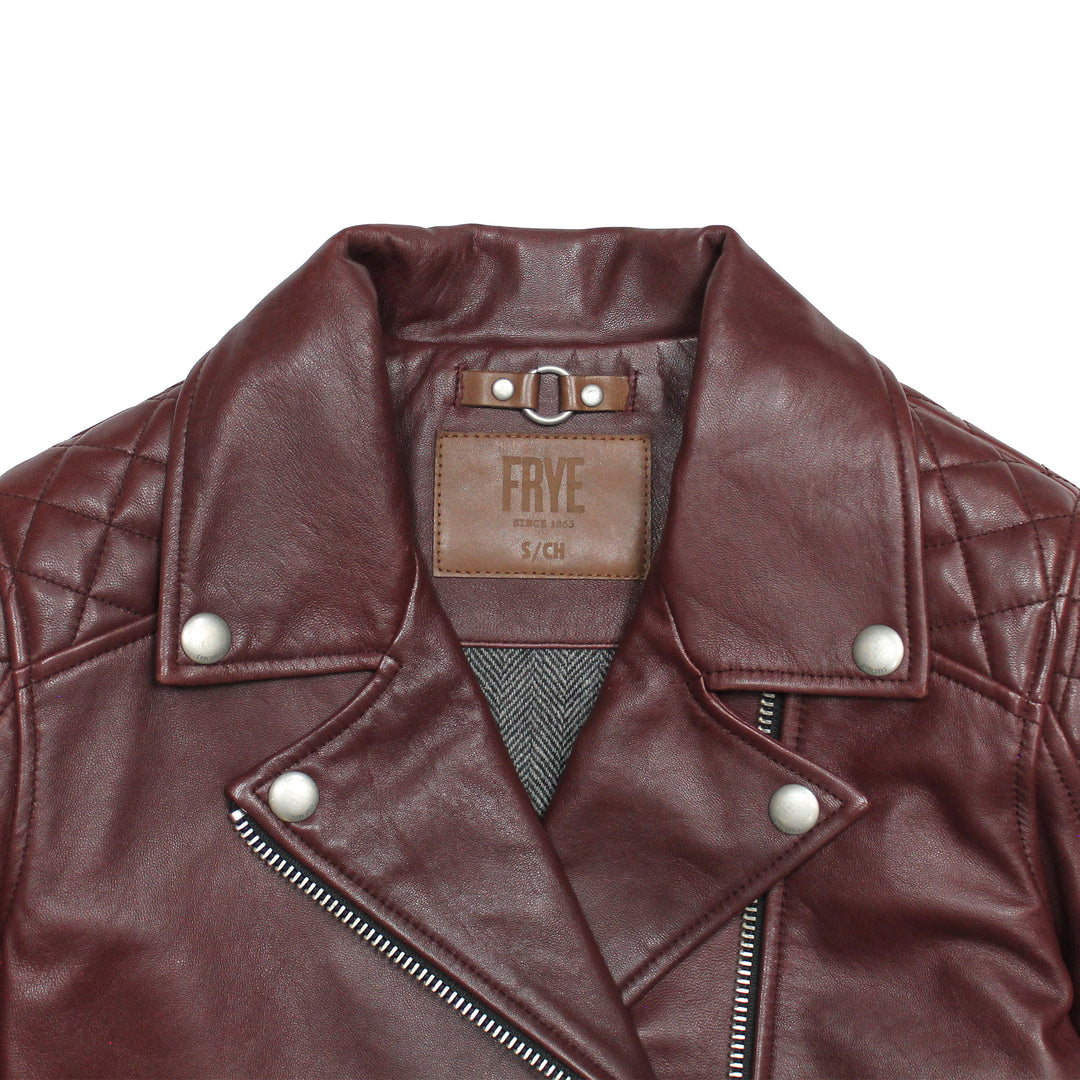 Women’s Oxblood Oklahoma Nappa Leather Biker Jacket | Frye Oxblood
