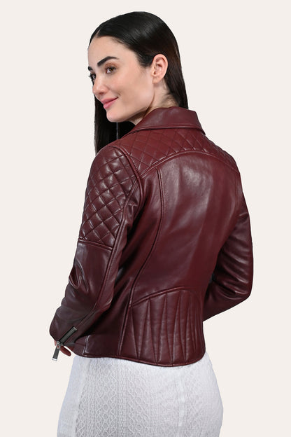 Women’s Oxblood Oklahoma Nappa Leather Biker Jacket | Frye Oxblood