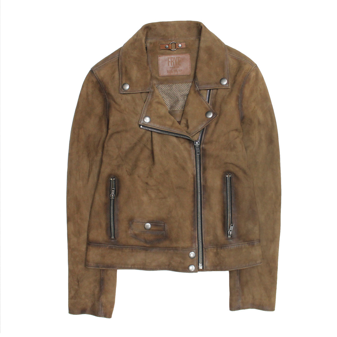 Women’s Dark Taupe Oakley Vintage Suede Biker Jacket | Frye Dark taupe