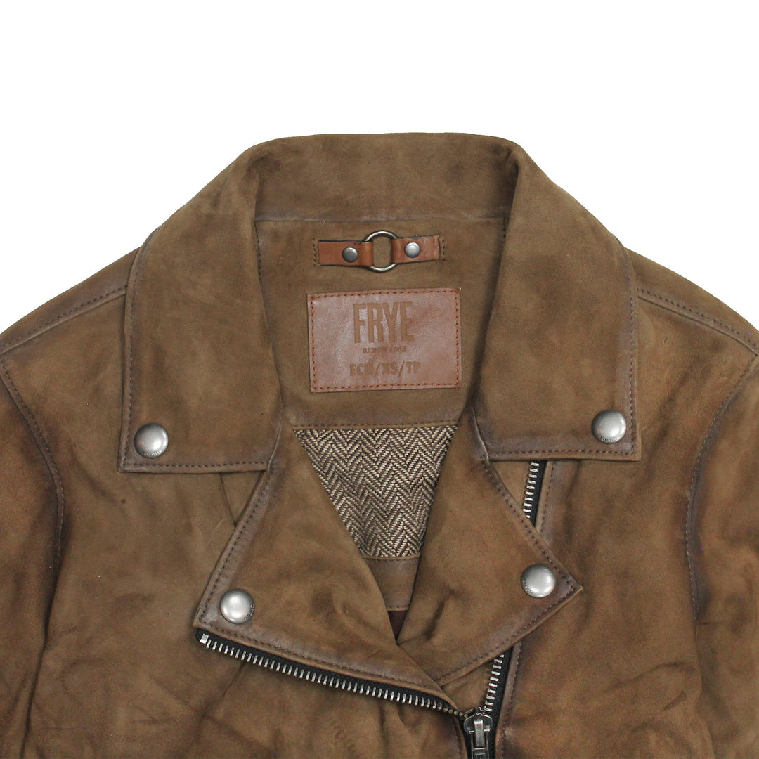 Women’s Dark Taupe Oakley Vintage Suede Biker Jacket | Frye Dark taupe