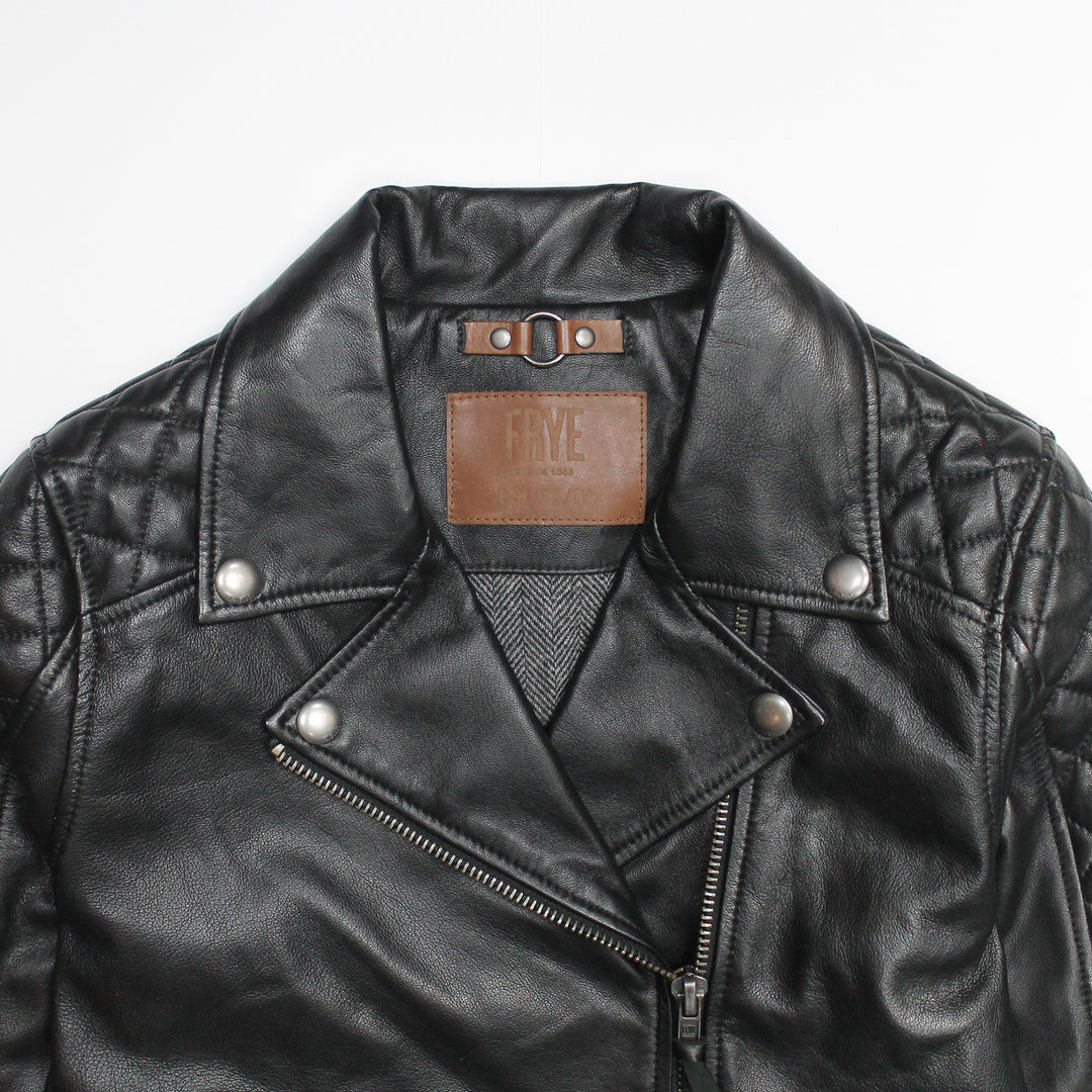 Women’s Black Oklahoma Biker Leather Jacket | Frye Black